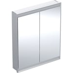 Armario con espejo Geberit ONE con ComfortLight y dos puertas, montaje empotrado, 90 cm de altura: B=75cm, Aluminio anodizado